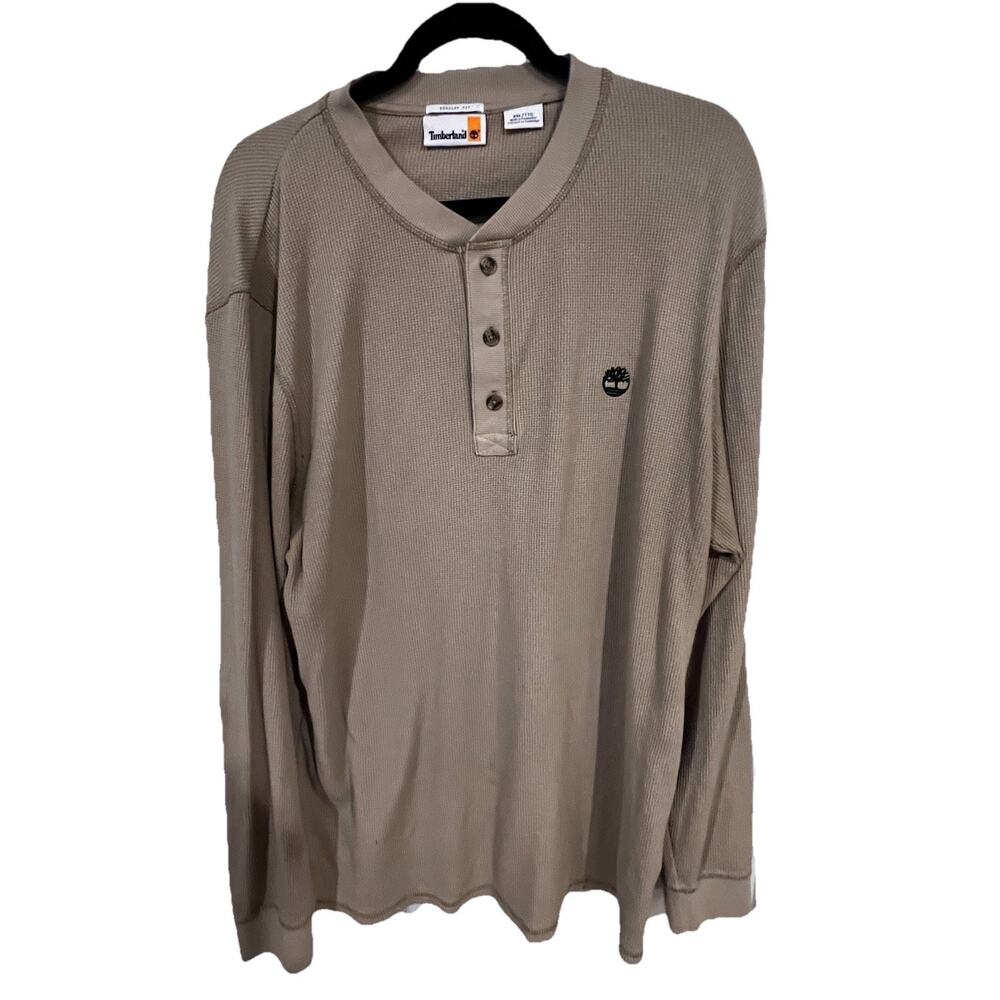 Timberland Henley thermal waffle knit long sleeve shirt Men’s XXL beige